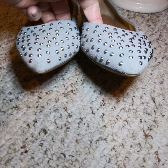 J.Crew Amelia Gray Suede Silver Studded Flats - Picture 5 of 7